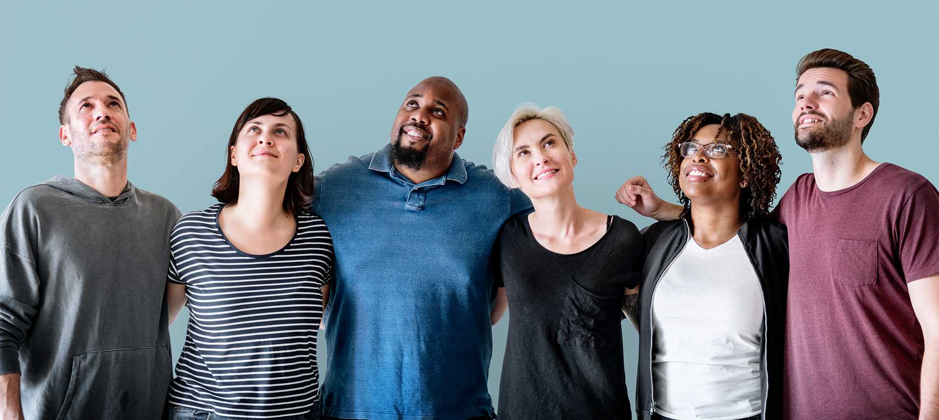 Group of people looking upward