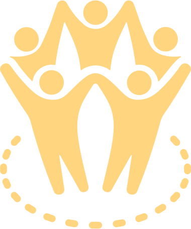People joining together symbolically