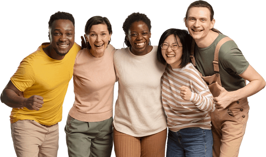 Diverse group of smiling friends